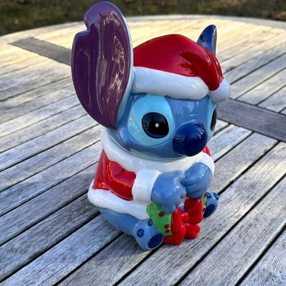 DISNEY Lilo & Stitch Christmas Wreath Cookie Jar or Candy Container Holiday NEW - Picture 5 of 12